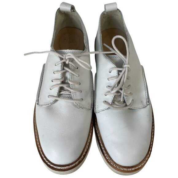 Clarks Trace Walk Casual Shoes Womens sz 6.5 Platform White Leather Preppy Boho - Picture 3 of 10